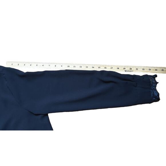 Bloomchim Navy Blue V-Neck Long Sleeve Wrap Front Top 14/16 - Picture 10 of 10